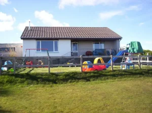 Timber Framed Extension With Two Decking Areas before